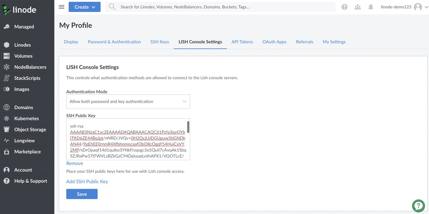 Add your public ssh key